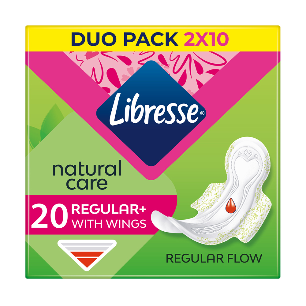 Гігієнічні прокладки Libresse Natural Care Regular+ з крильцями, 20 шт