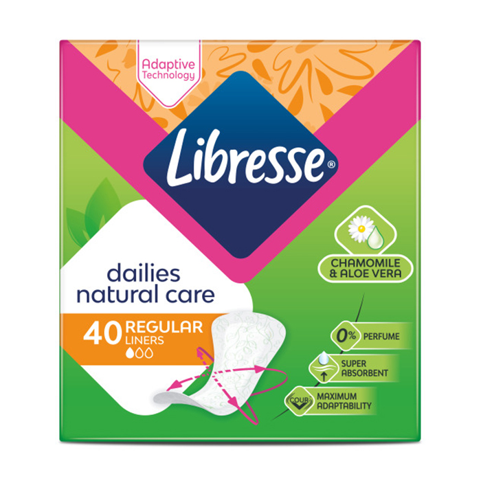 Щоденні прокладки Libresse Dailies Natural Care Normal з алое вера та ромашкою, 40 шт