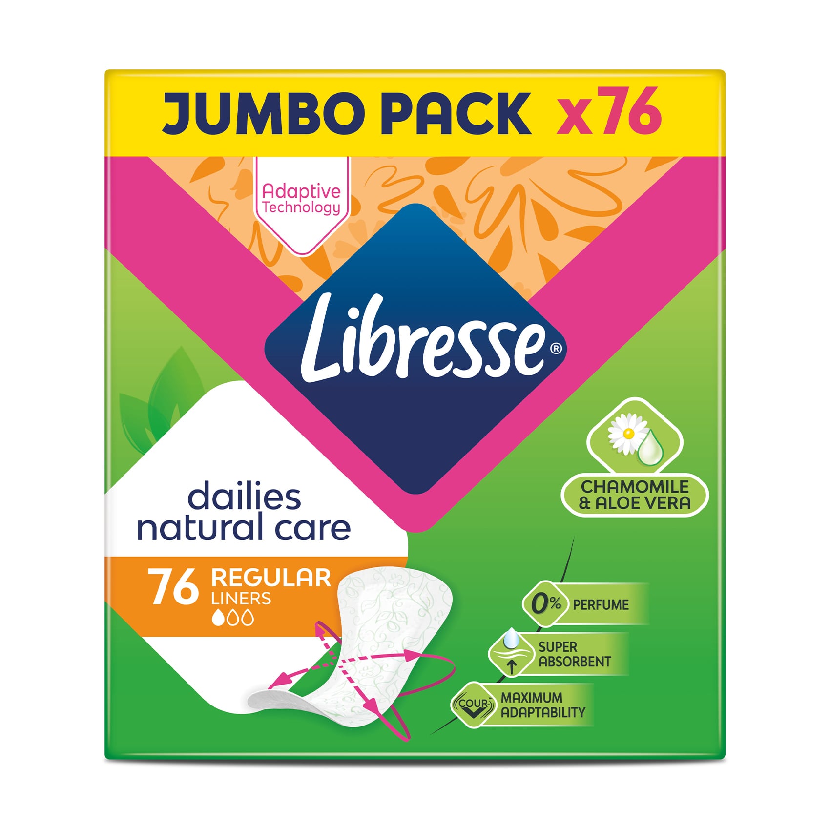 Щоденні прокладки Libresse Dailies Natural Care Regular з алое вера та ромашкою, 76 шт