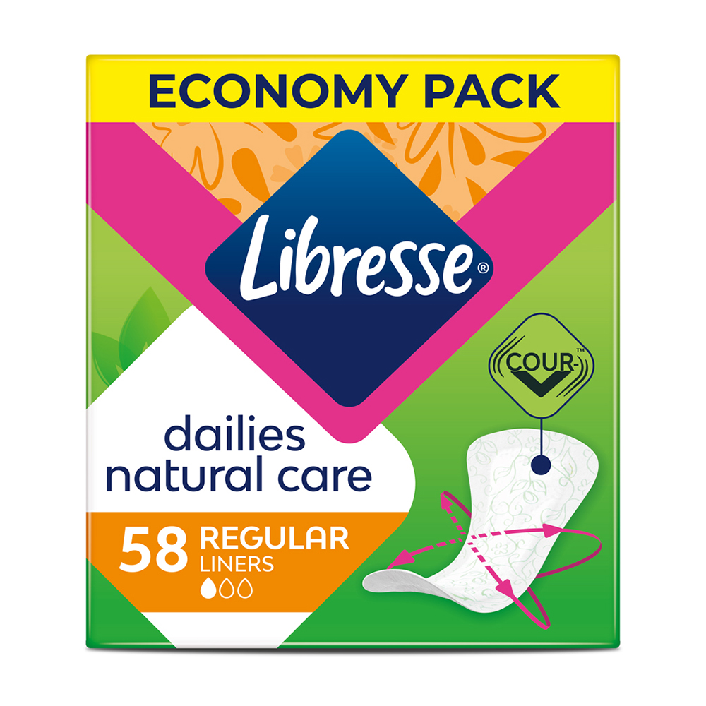Щоденні прокладки Libresse Dailies Natural Care Regular з алое вера та ромашкою, 58 шт