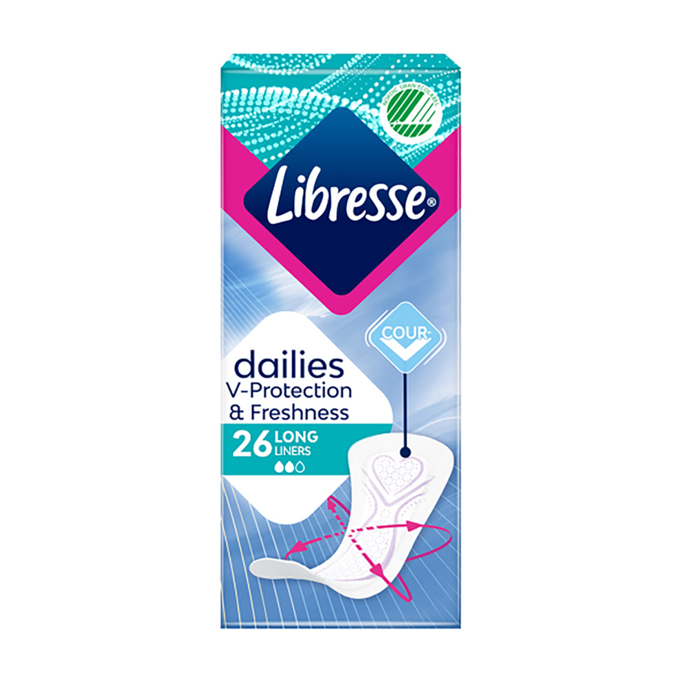 Щоденні прокладки Libresse Dailies V-Protection &amp; Freshness Long поглинаючі, 26 шт