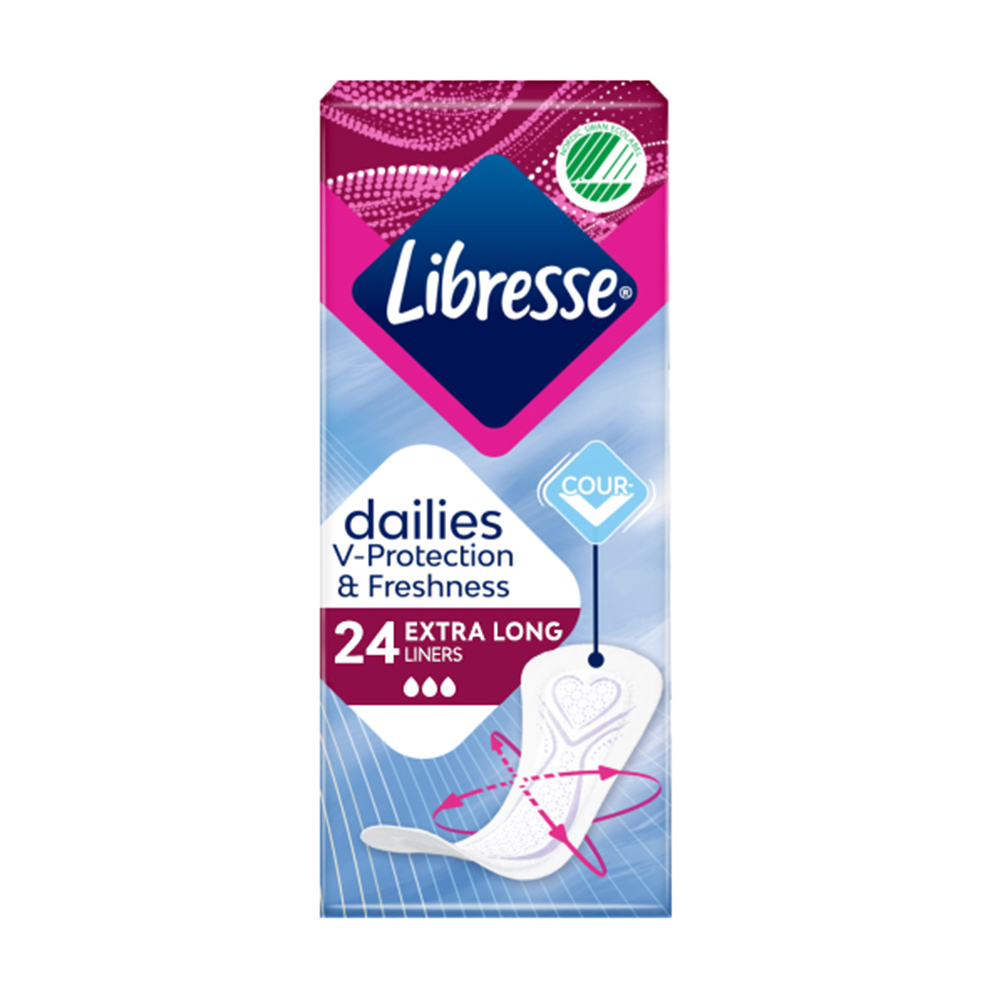 Щоденні прокладки Libresse Dailies V-Protection &amp; Freshness Extra Long поглинаючі, 24 шт