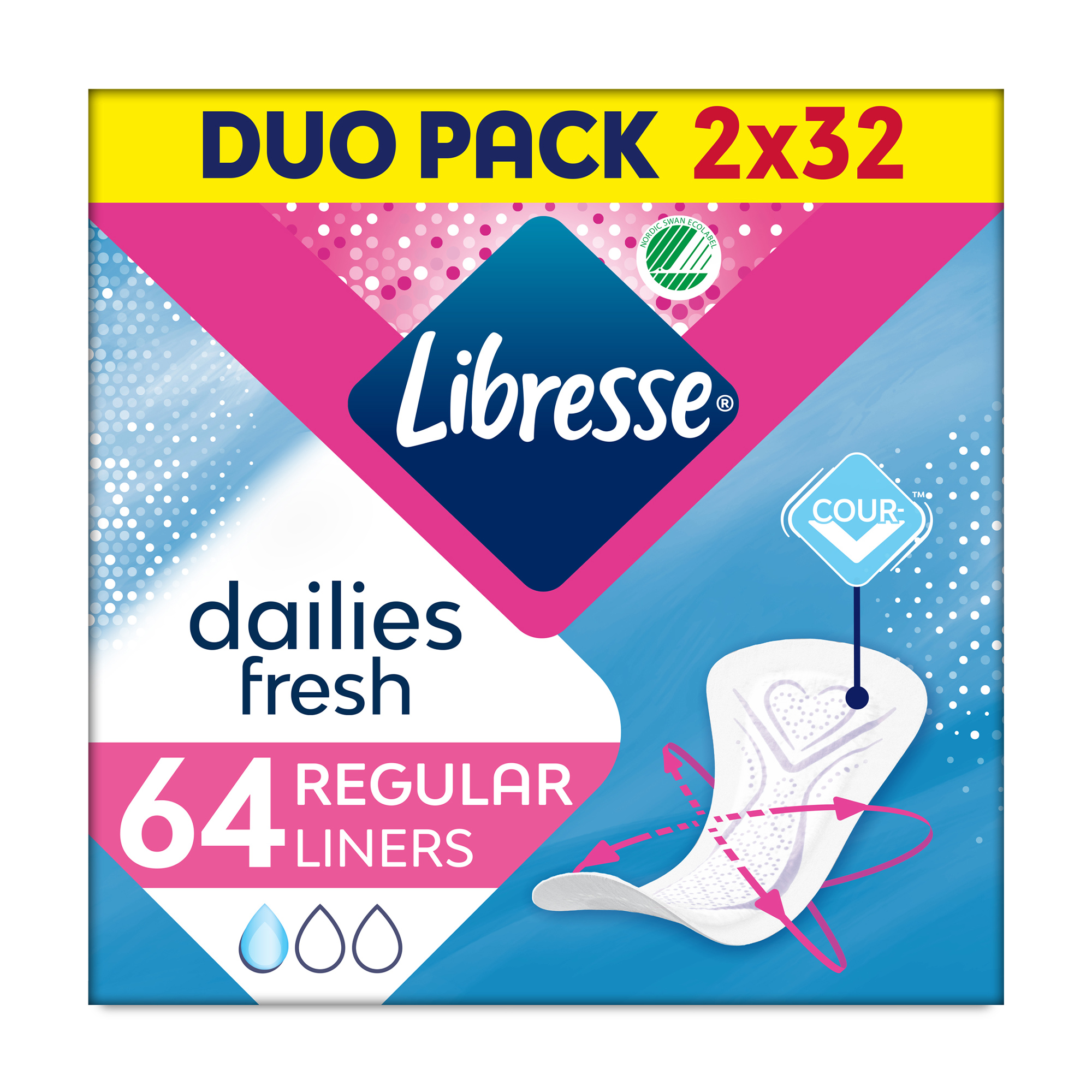 Щоденні прокладки Libresse Dailies V-Protection &amp; Freshness Regular поглинальні, 64 шт