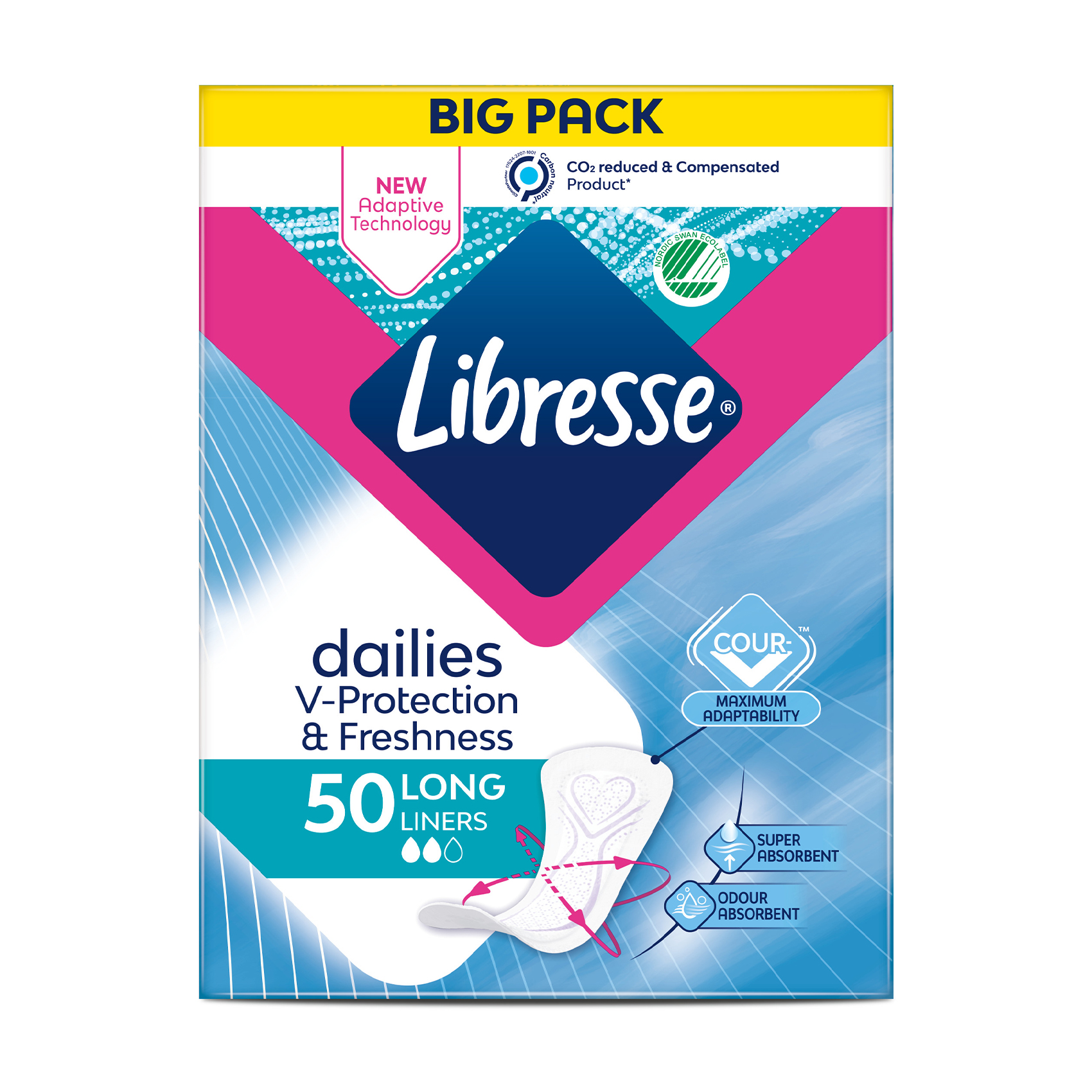 Щоденні прокладки Libresse Dailies V-Protection &amp; Freshness Long поглинальні, 50 шт
