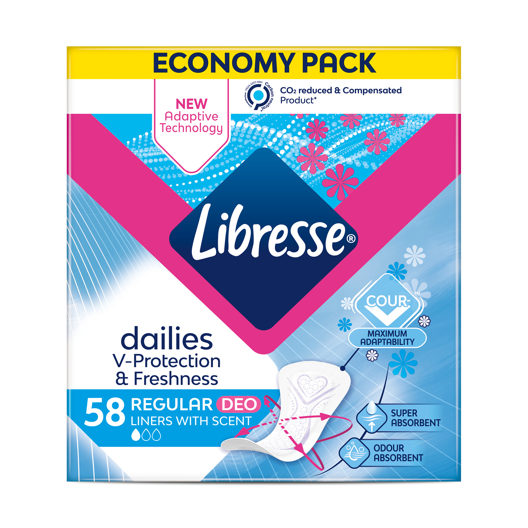Щоденні прокладки Libresse Dailies V-Protection &amp; Freshness Regular поглинальні, 58 шт